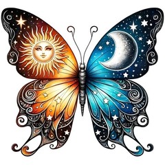 2 PCS Butterfly Vinyl Decals, Sun Moon Stars Design,Waterproof Removable Stic…