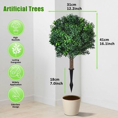 Set of 2 Outdoor Fake Bushes Plant w/Ground Spike,UV Resistant Artificial Plants