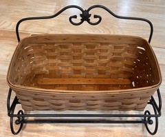 Longaberger Wrought Iron Hanging Utility Shelf Towel Bar W/Basket 2005