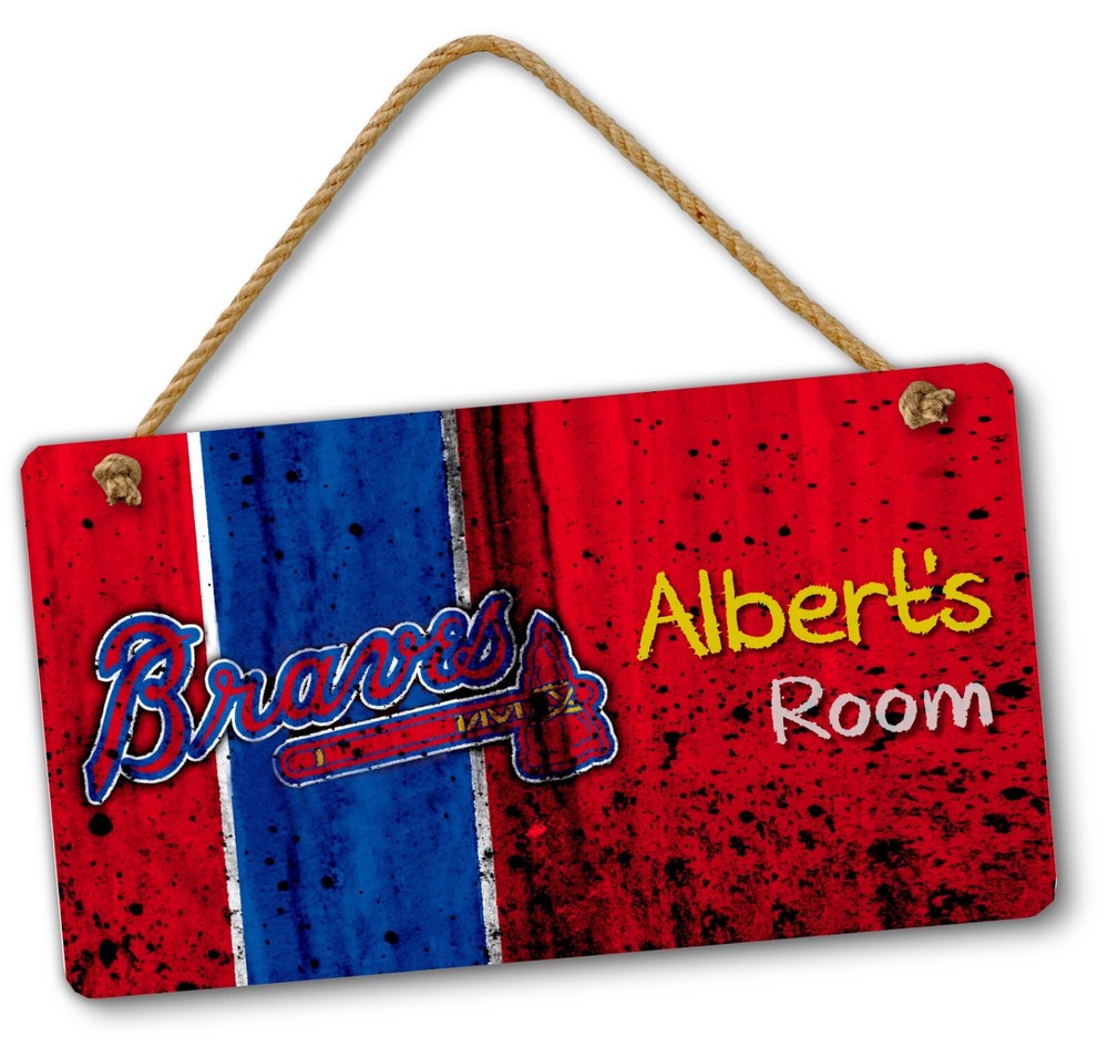 Personalized MLB Baseball Atlanta Braves Bedroom Door & Wall Hanging Sign