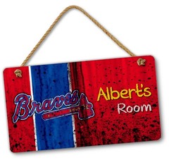 Personalized MLB Baseball Atlanta Braves Bedroom Door & Wall Hanging Sign