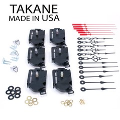 USA Takane Pendulum Clock Movements with Hands, 1″ Shaft Length (Set of 6)