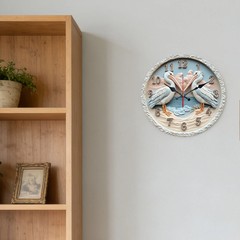 Pelican Ocean Pattern Wooden Silent Wall Clock No Battery Holiday Home Decors