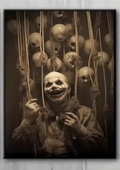 Vintage Halloween Canvas Art, Clown Creepy, Scary, Retro – 8″ X 10″