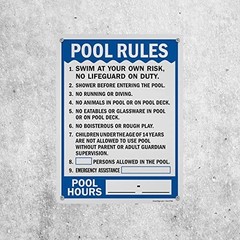 SmartSign Pool Rules Pool Hours Write-On Metal Sign 24 x 18 in