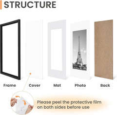 5 Pack Picture Frames 11″ x 17″ Black Wall Poster Frames 9″ x 15″ Mat Display