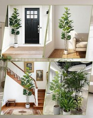 6FT Artificial Fiddle Leaf Fig Tree Large Faux Ficus Tree with White Planter