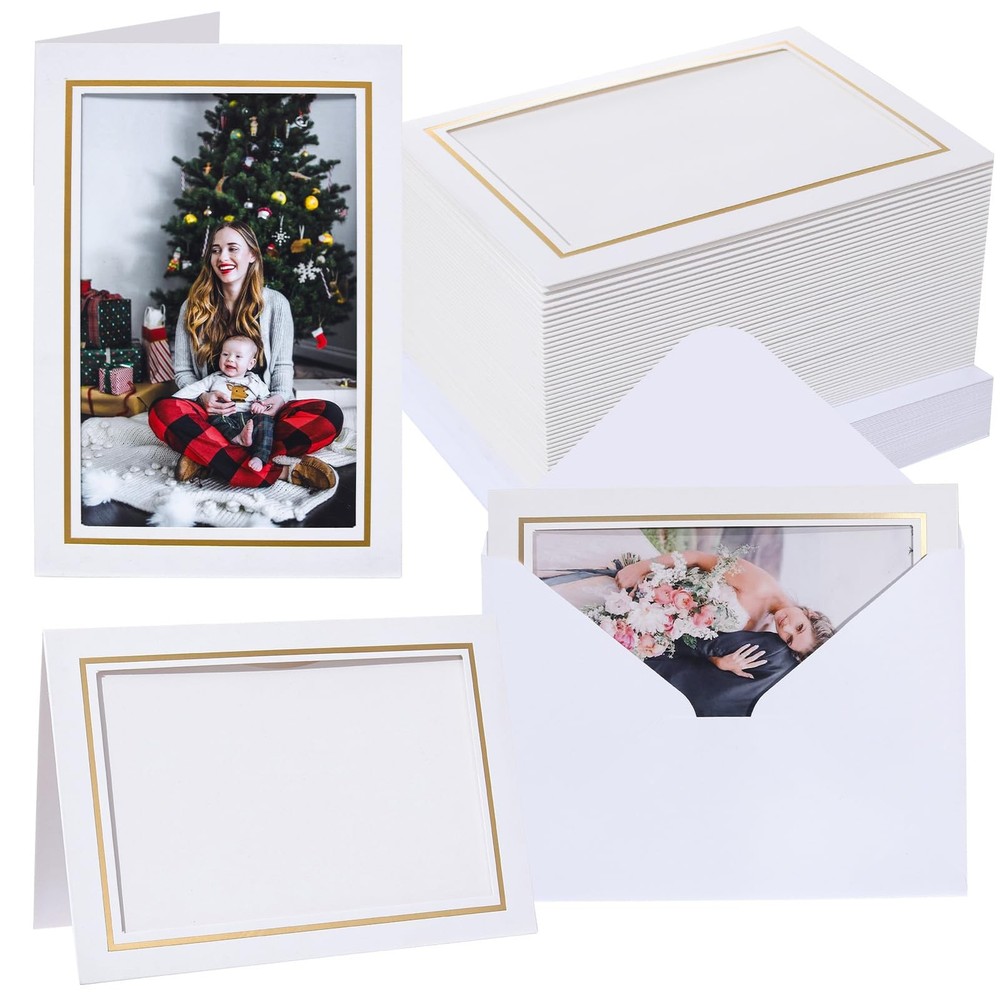 50 Count Photo Frame Cards with Envelopes 4×6 Picture Frame Notecards Photo a…