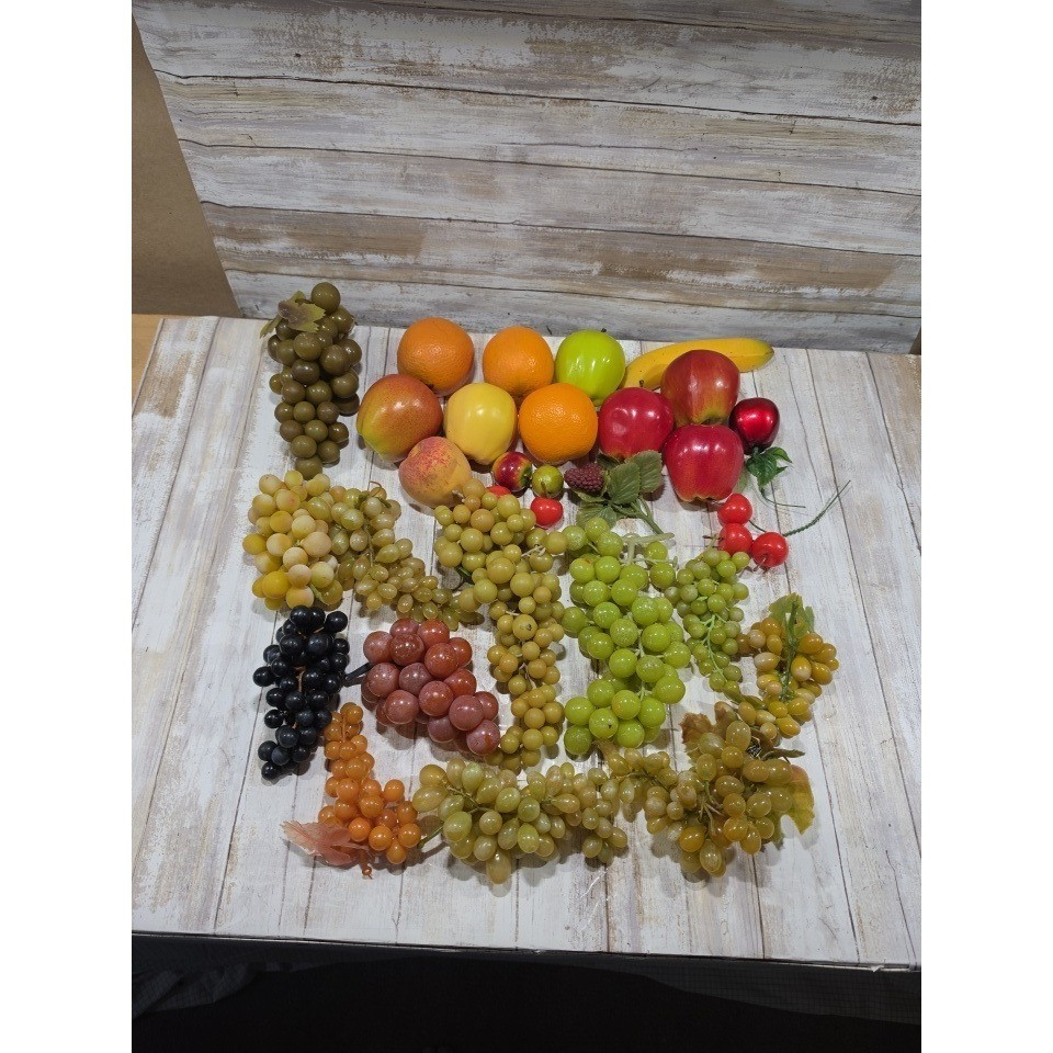 Artificial Fruit Lot Decorative Grapes Apples Oranges Banana Faux Food Decor