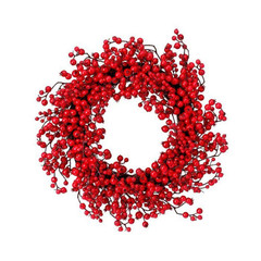 24 In. Red Artificial Waterproof Mixed Size Berry Wreath