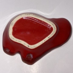 Ceramic Elephant Trinket Tray Dish Ashtray Red Glaze Ombré Edges 4.25”x3”x1”