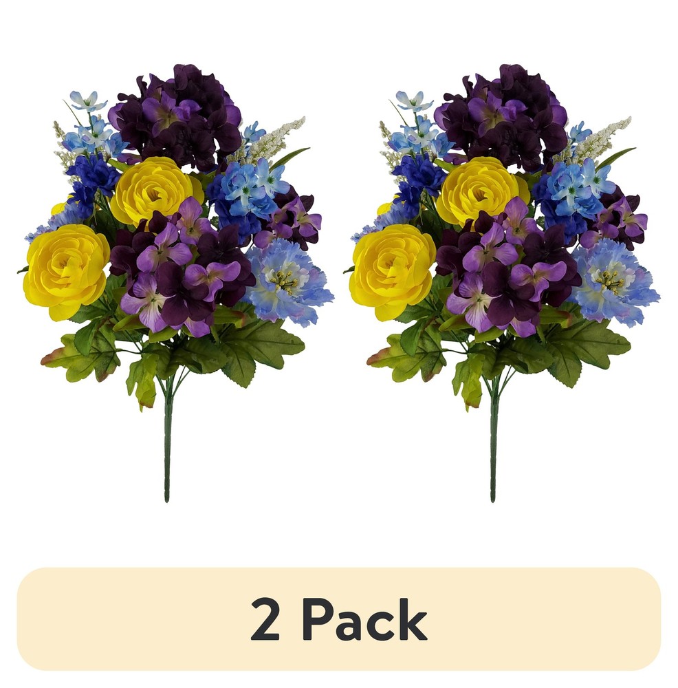(2 pack) Mainstays 23.25″ Artificial Flower Bouquet, Delphinium Mixed,Blue Color