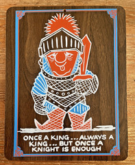 Vintage Novelty Sign Once a Night Knight Wood Kitsch Midcentury Sex Adult Humor