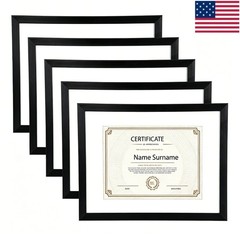 5Pcs Certificate Frames Document frames 8.5x11in for Wall Or Tabletop , Black