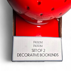 Room 2 Room Strawberry Bookends Set of 2 Glossy Red Ceramic Fruit Decor NEW