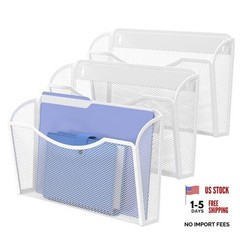 Wall File Organizer,Hanging Wall Mounted File Folder 3Pack Standard White