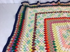 Boho handmade Crocheted Granny Square Afghan 49”x 51” Double Bed Size Vintage