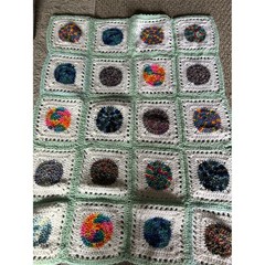 Crochet Blanket Multicolor Granny Square Afghan Handmade Vintage Style Unbranded