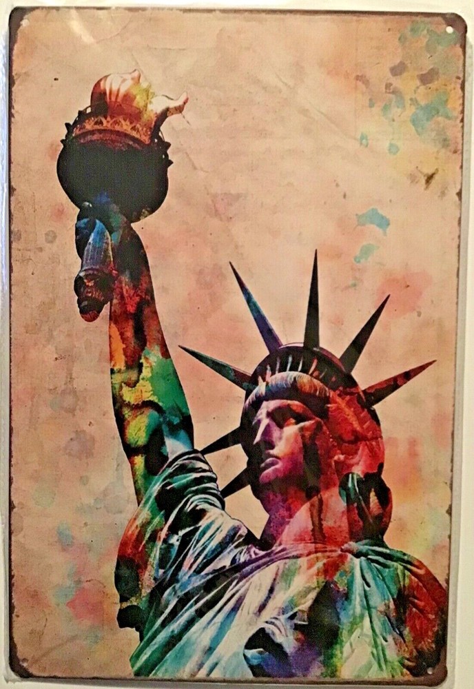 TIN SIGN 8×12 Statue Liberty New York American icon freedom torch abstract Br9c