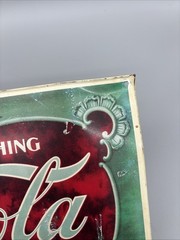 Vintage Metal Coca Cola Sign Faux Antique 5 Cents 16 in x 9 in