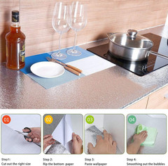 Livelynine Silver Contact Paper for Kitchen Oil Proof Waterproof Sticker Aluminu