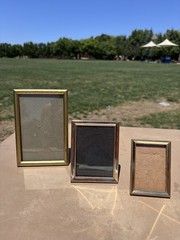 Lot of 3 Vintage Small Gold Tone Picture Frames Mini Tabletop Mixed Brass Style