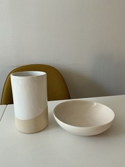 Pair Of Ceramic Pieces: 1 Handmade Bowl & 1 Vase (Appears handmade Also)
