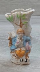Vintage Ucagco Japan Porcelain Figurine Vase Miniature Woman Sitting Tree