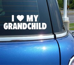 I HEART LOVE MY GRANDCHILD DECAL STICKER ART CAR WALL DECOR