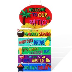 Large Welcome to Our Patio Sign Outdoor 26 x 13 Inch DIY Wooden Patio Decor J…