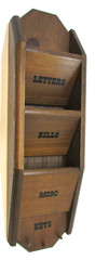 Vintage 1980’s Heavy 3+ lb Solid Wood Letter Holder Key Rack 24″ Pocket Shelf