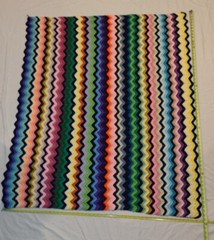 Handmade Crochet Throw Blanket Zig Zag Chevron Multi Colors 59 x 49 NWOT