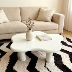 Cloud-Shaped Coffee Table 40″ White MDF for Living Room