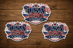 3 Pack – USA 250 Years Patriotic Vinyl Sticker – America Anniversary Decal