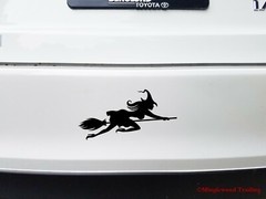 WITCH on BROOMSTICK Vinyl Sticker V5 Flying Halloween – Die Cut Decal