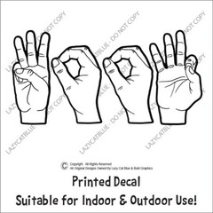 ASL Woof Decal Sticker Printed Die Cut Sign Language Hands Dog Bark Pet Life