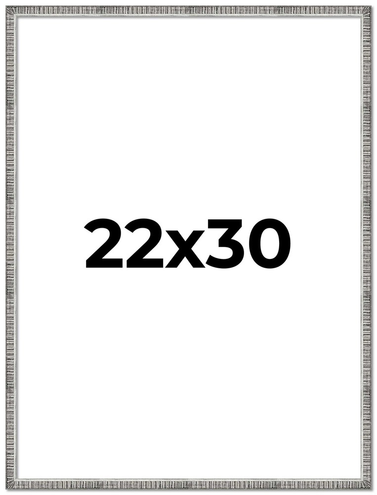 22×30 Frame Silver Grey Distressed Solid Wood Picture Frame | 0.75 Inch Moulding