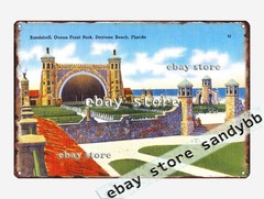 1930-45 Band shell, ocean front park, Daytona Beach, Florida tin sign
