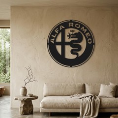Alfa Romeo Metal Wall Art, Car Logo Decor, Automotive Wall Decor