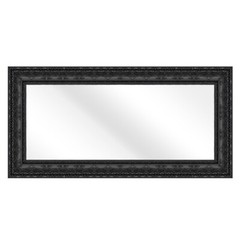 Mirror and Frame Meter Rectangular Wall Mirror Black Finish Ornate Style