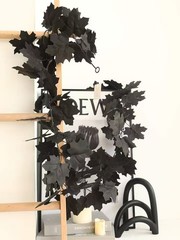 Halloween Artificial Maple Leaf Lifelike For Decorating Home/wall Black