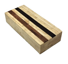 Handcrafted India Bone Inlay Box 10” Decorative Stripe Lid Storage Wood Interior