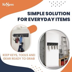 KESEM Key Holder Wall Mount, Key Rack with 4 Hooks for Wall/Door Mounted Metal