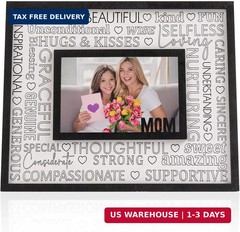 Wooden Mom Picture Frame Decor, 11×9 Inch Mothers Day Photo Frames Sign Plaque,