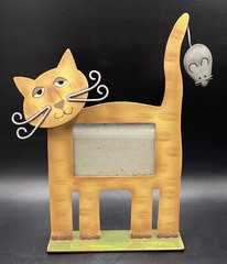 Metal Photo Holder Cat and Mouse Rear Loading Picture Frame – Fits 3”x 2”