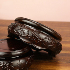 Ebony Wooden Base Embossed Bonsai Flowerpot Display Stand Pedestal Vintage Decor
