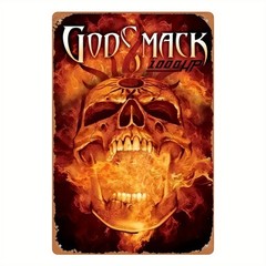1pc Godsmack Band 8″x12″ Tin Metal Signs – Fiery Skull Design, Durable Tin Wall