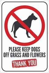 Keep Dogs Off Grass Sign, Dog-Free Zone Yard Sign, No Pets on Grass Warning