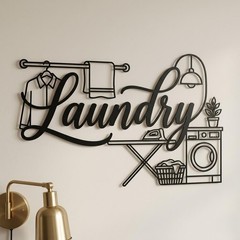 Farmhouse Laundry Room Metal Wall Art Rustic Sign Hanging Decor