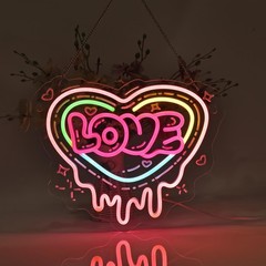 hColor-Changing LED Heart Neon Sign – Romantic Multicolor Room & Christmas Decor